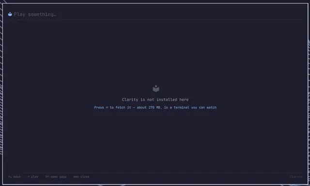 The launcher overlay before anything is installed.