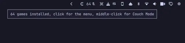 The bar widget: how many games are installed, and what a click does.