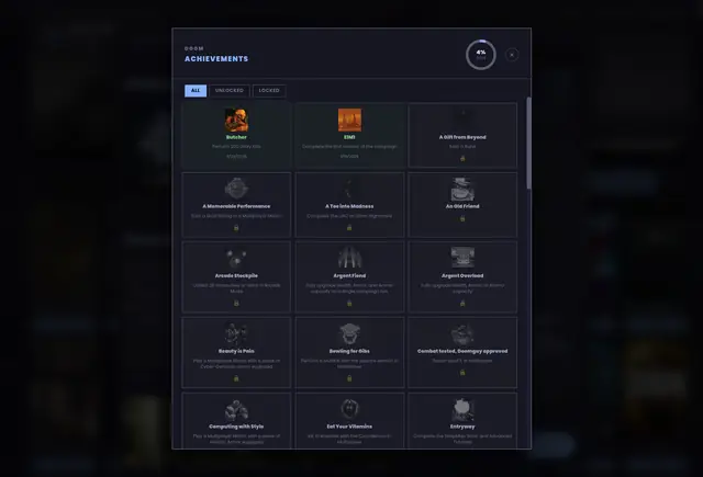 Achievements, read straight from the game.