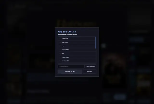 Adding a game to a playlist.