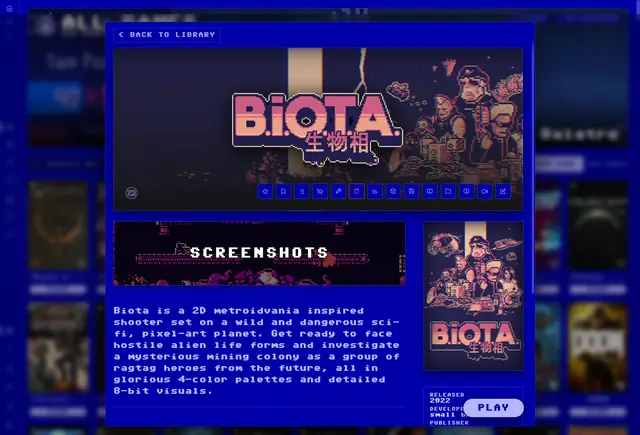 A game page in the same Commodore 64 palette.