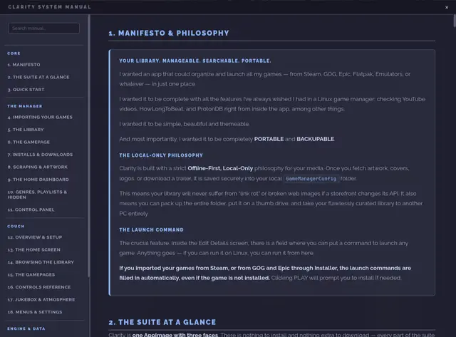 The manual, built into the app.