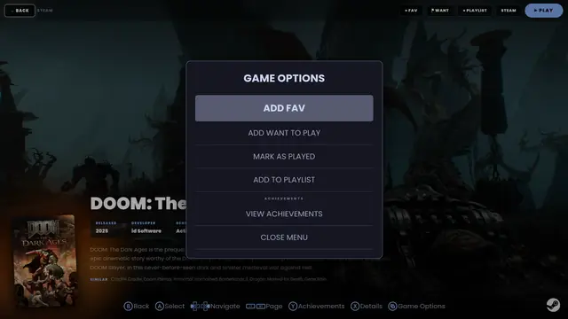 Game options, without a mouse anywhere near it.
