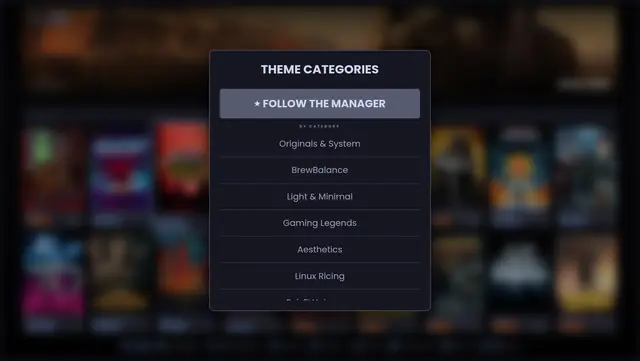 Couch Mode has the same theme system, on the controller.