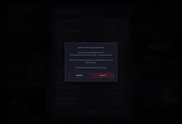 Deleting an install. The game stays in your library, saves are untouched.